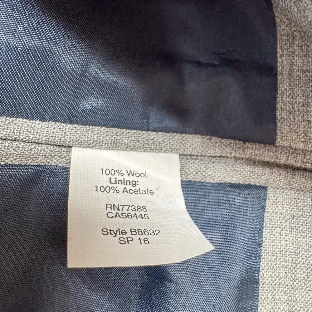 J Crew Voyager Thompson Suit Jacket Mens 40R Gray Wool Double Vent 2 Btn Classic